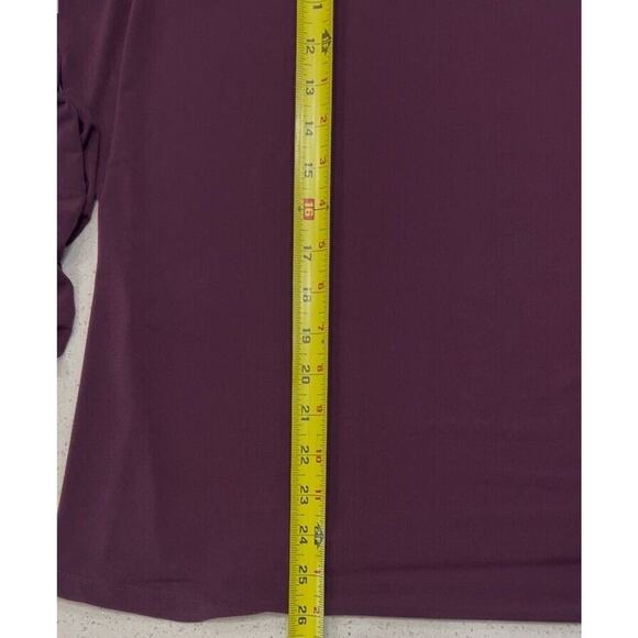 Susan Graver 1X Plum Purple Ruched Turtleneck Stretch Long Sleeve Liquid Knit - Picture 3 of 8